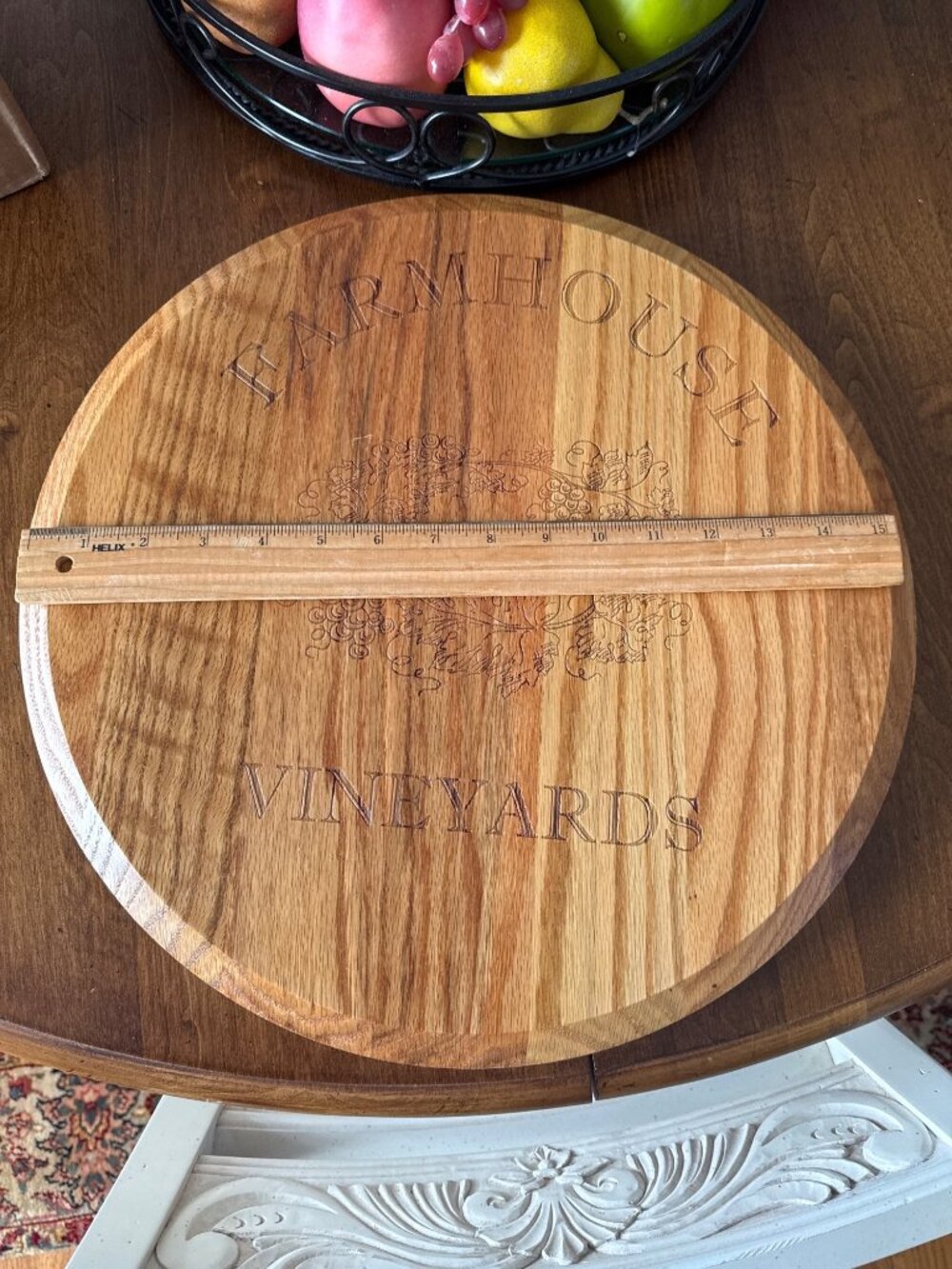 Maple Leaf At Home Wooden Lazy Susan 15.5" Diameter Farmhouse Design Heavy - Picture 7 of 13